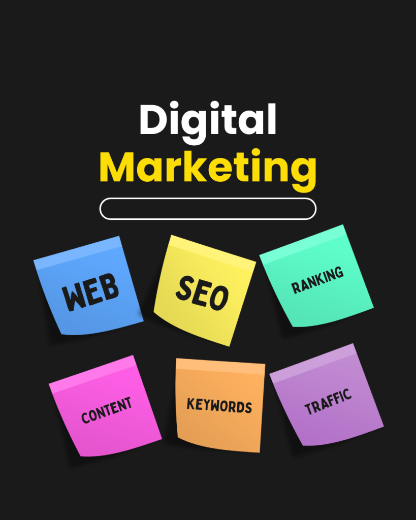Black And Yellow Colorful Digital Marketing Instagram Post 819x1024